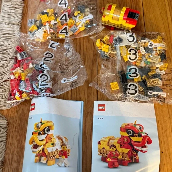 LEGO Lion Dance Set - Red, Yellow, and Black-OPENED BOX
- bags 2,3,4 Sealed - Picture 2 of 3
